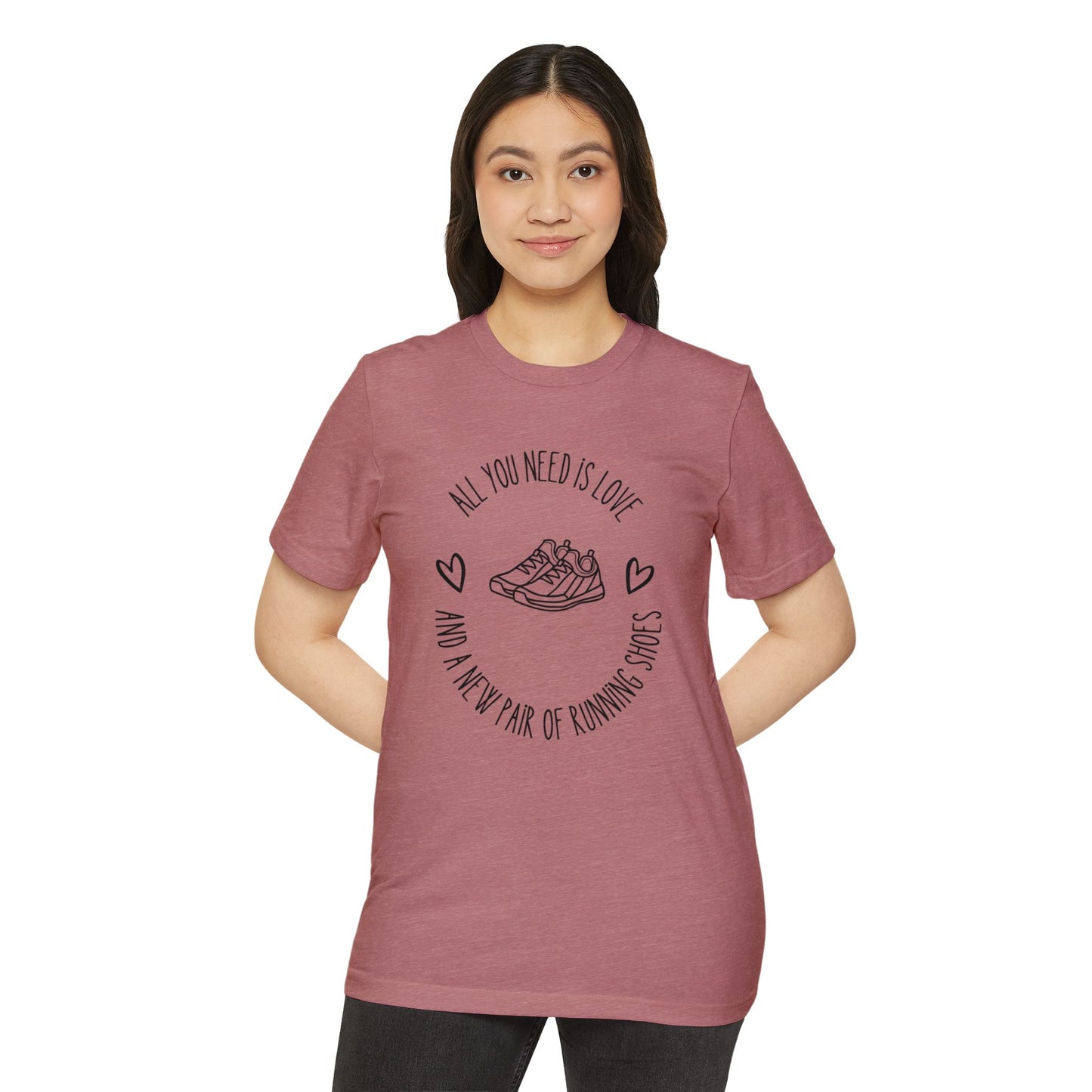 Love and Running Shoes Unisex Recycled Organic T-Shirt